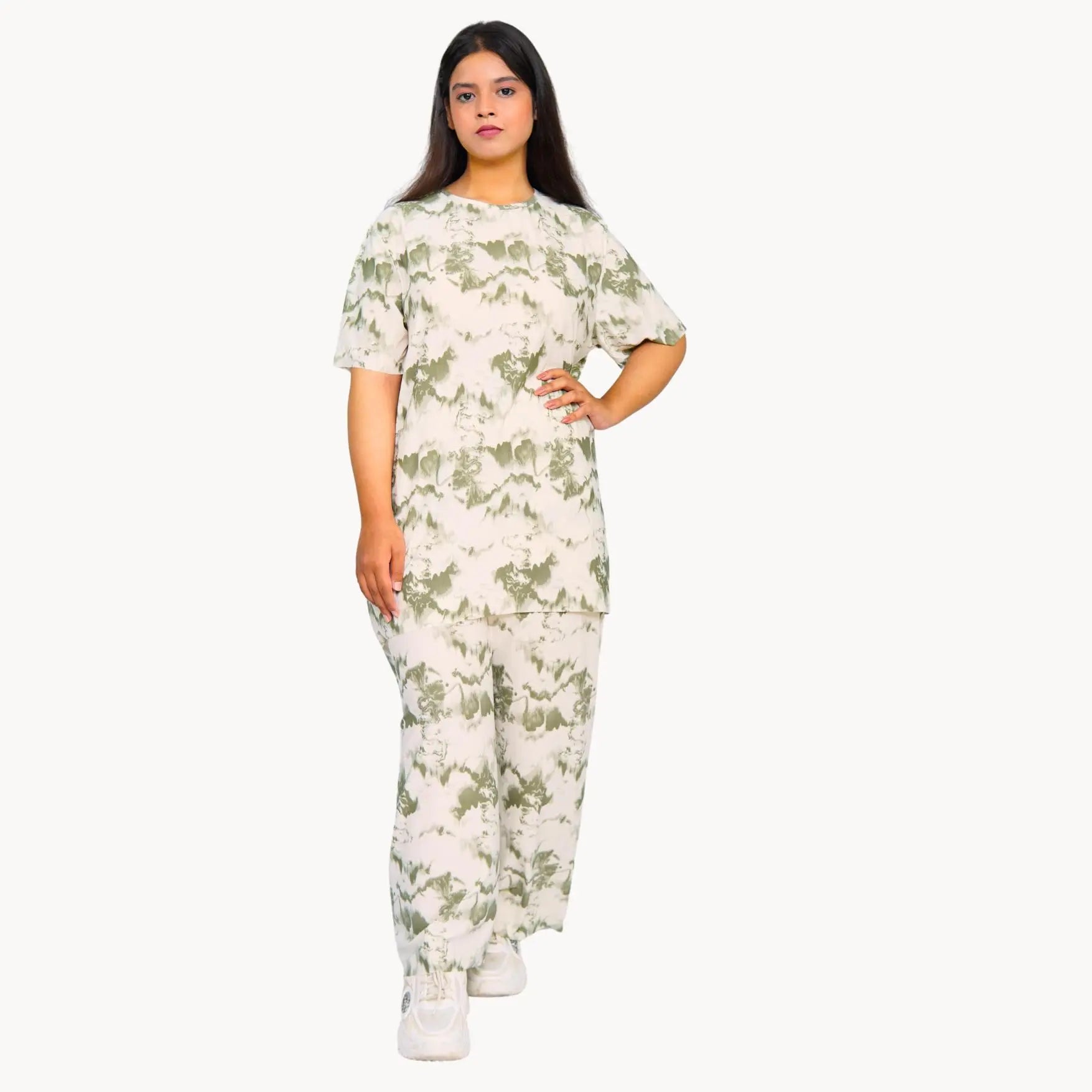 Cozy Dye-Print Half Sleeve Lounge Set Timeless women wear