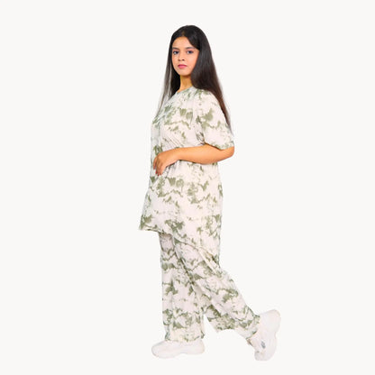 Cozy Dye-Print Half Sleeve Lounge Set Timeless women wear