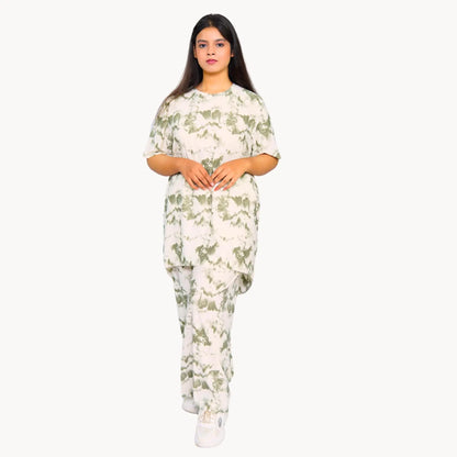 Cozy Dye-Print Half Sleeve Lounge Set Timeless women wear