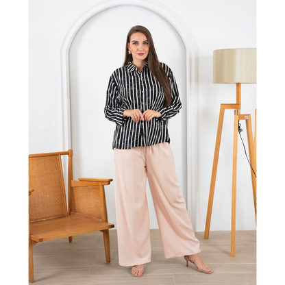 Elegant Women's Coord Set - Long Shirt & Plain Trouser Combo