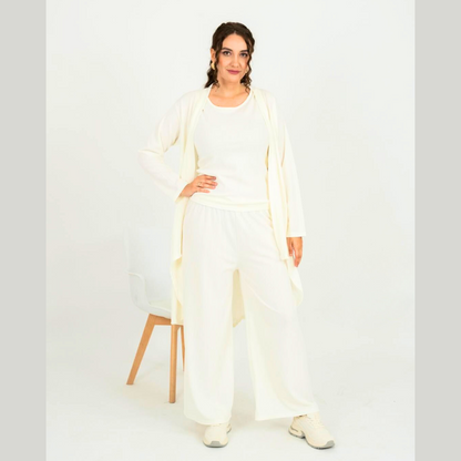 Elegant 3-Piece Women's Lounge Wear Set – Trouser, Sleeveless Inner & Gown