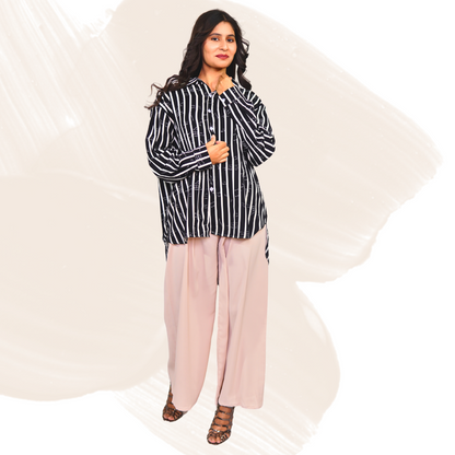 Elegant Women's Coord Set - Long Shirt & Plain Trouser Combo